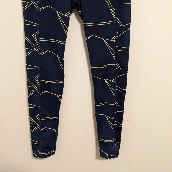 Oiselle blue yellow geometric leggings size 6 - Picture 4 of 11